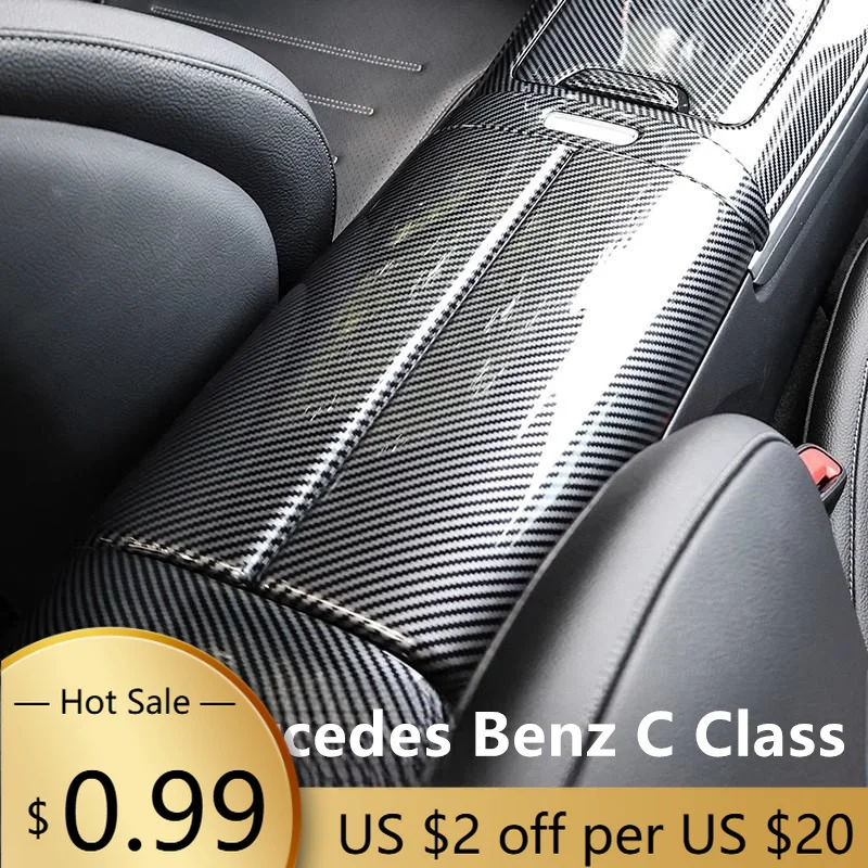 

Чехлы на руль, автомобильный подлокотник, панель, подлокотник, декоративная крышка, АБС-пластик, углеродное волокно для Mercedes Benz C Class W206 202