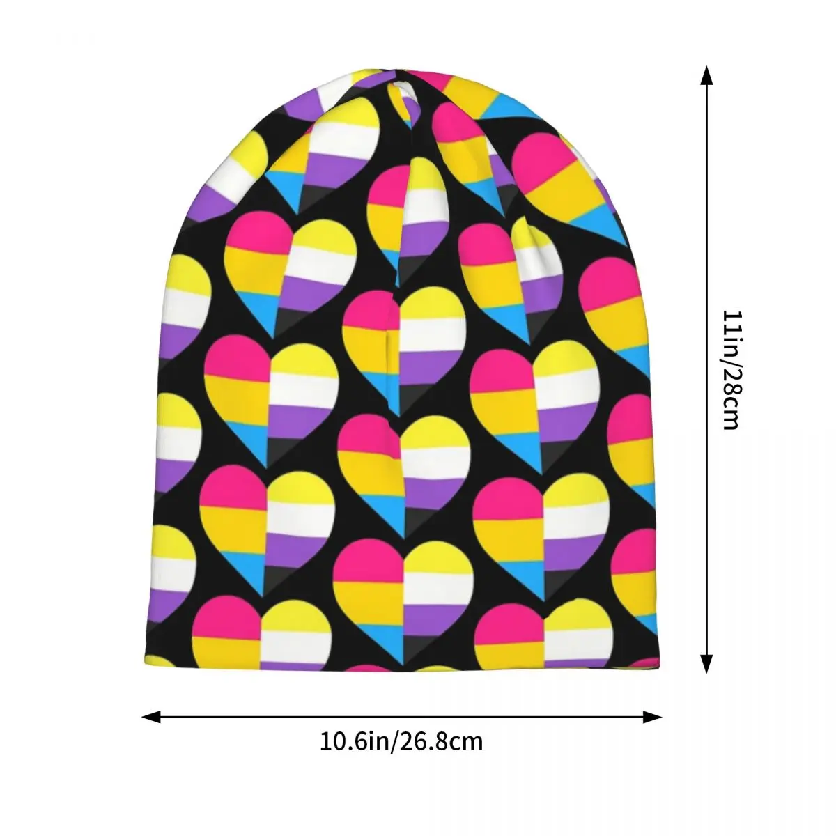 Pan And Nonbinary Pride Heart Skullies Beanies Hats Warm Autumn Winter Outdoor Cap Knitted Bonnet Caps for Unisex Adult