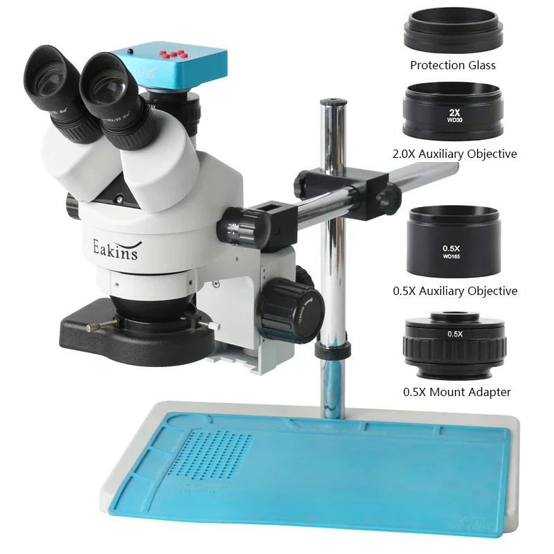 3.5X-90X Trinocular Stereo Microscope Zoom 48MP 4K HDMI-Compatible USB Video Microscopio Camera 0.5XCTV Jewelry Phone PCB Repair