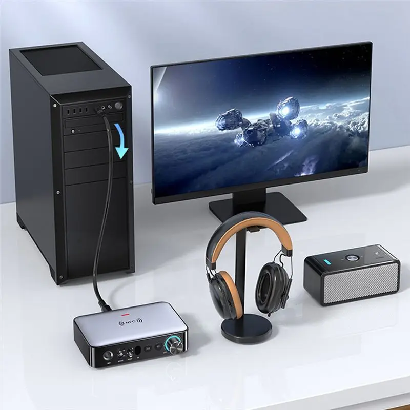 

Универсальный Bluetooth 5.1 передатчик-приемник 2-в-1: беспроводной аудиоадаптер, цифровой оптический ввод для аналогового микрофона, для пения