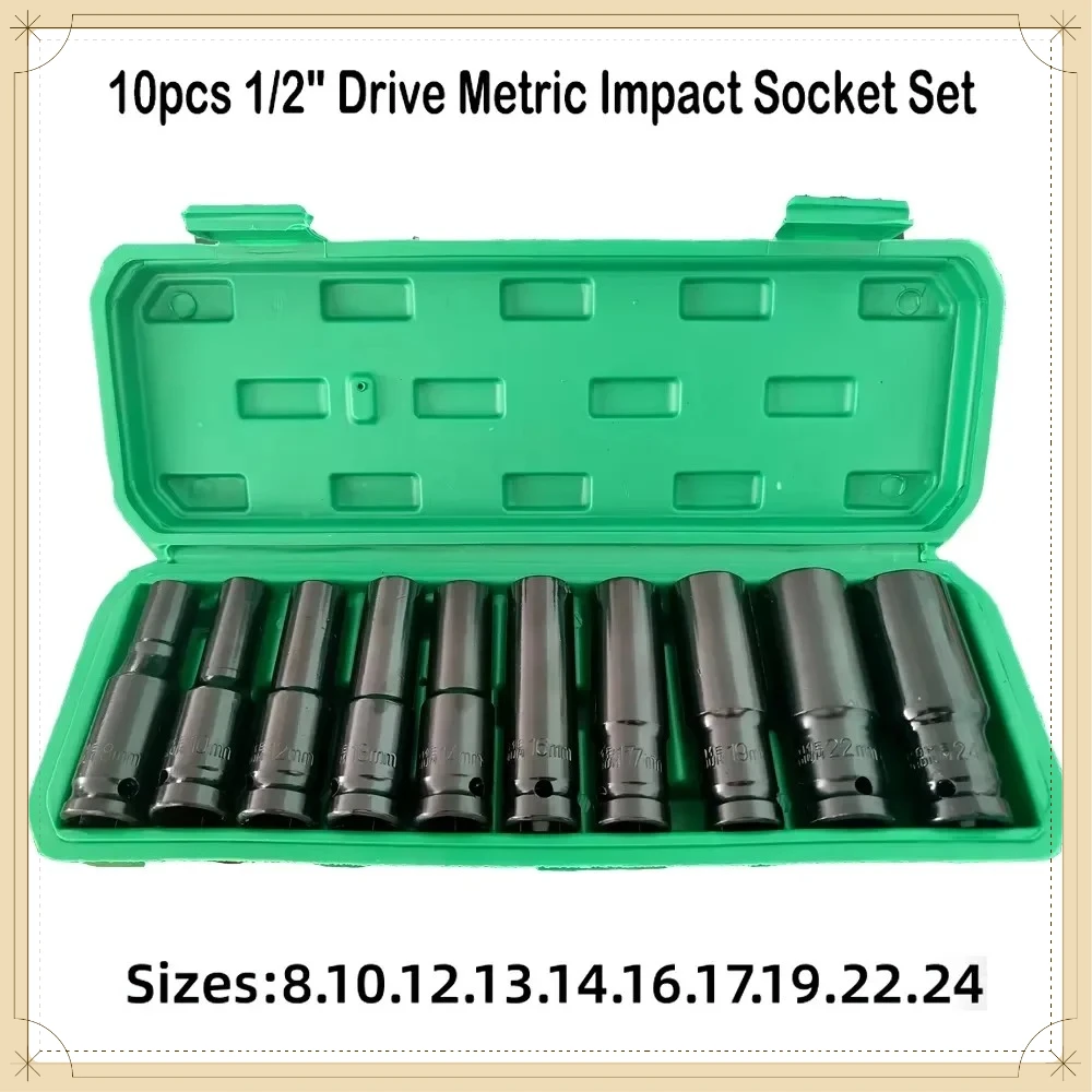 

Universal Metric Deep Impact Socket Set Pneumatic Drive Wrench Professional Repair Hand Tools