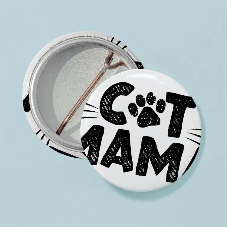 Cat Mama Mini Button Brooch Cartoon Creative Clothes Jewelry Women  Gift Hat Cute Badge Lapel Pin