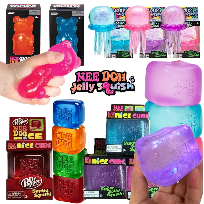 

Schylling Nice Cube Jellyfish Maltose Bear Soft Squishy Sensory Fidget Toy Stress Relief Surprise Blind Box Squeeze Toy for Kids