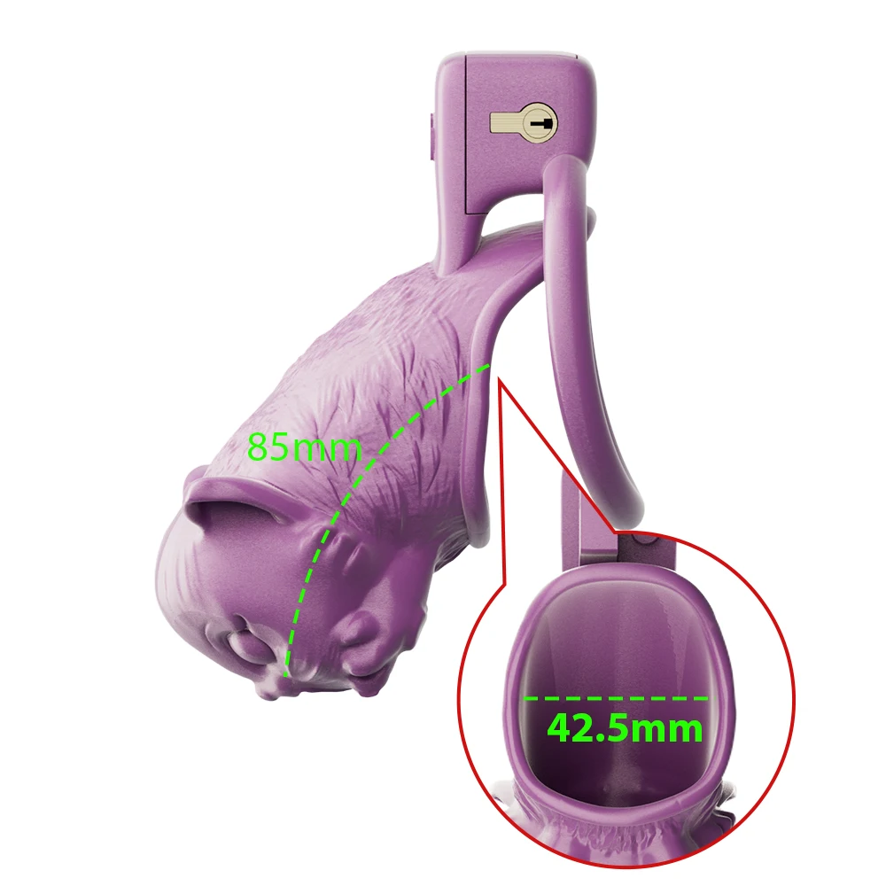 Purple Kitty Cat Chastity Cage Devices Cock Cage with Stealth Lock Ring with Stealth Lock Ring Sex Tool For Men Adult Sex Toys