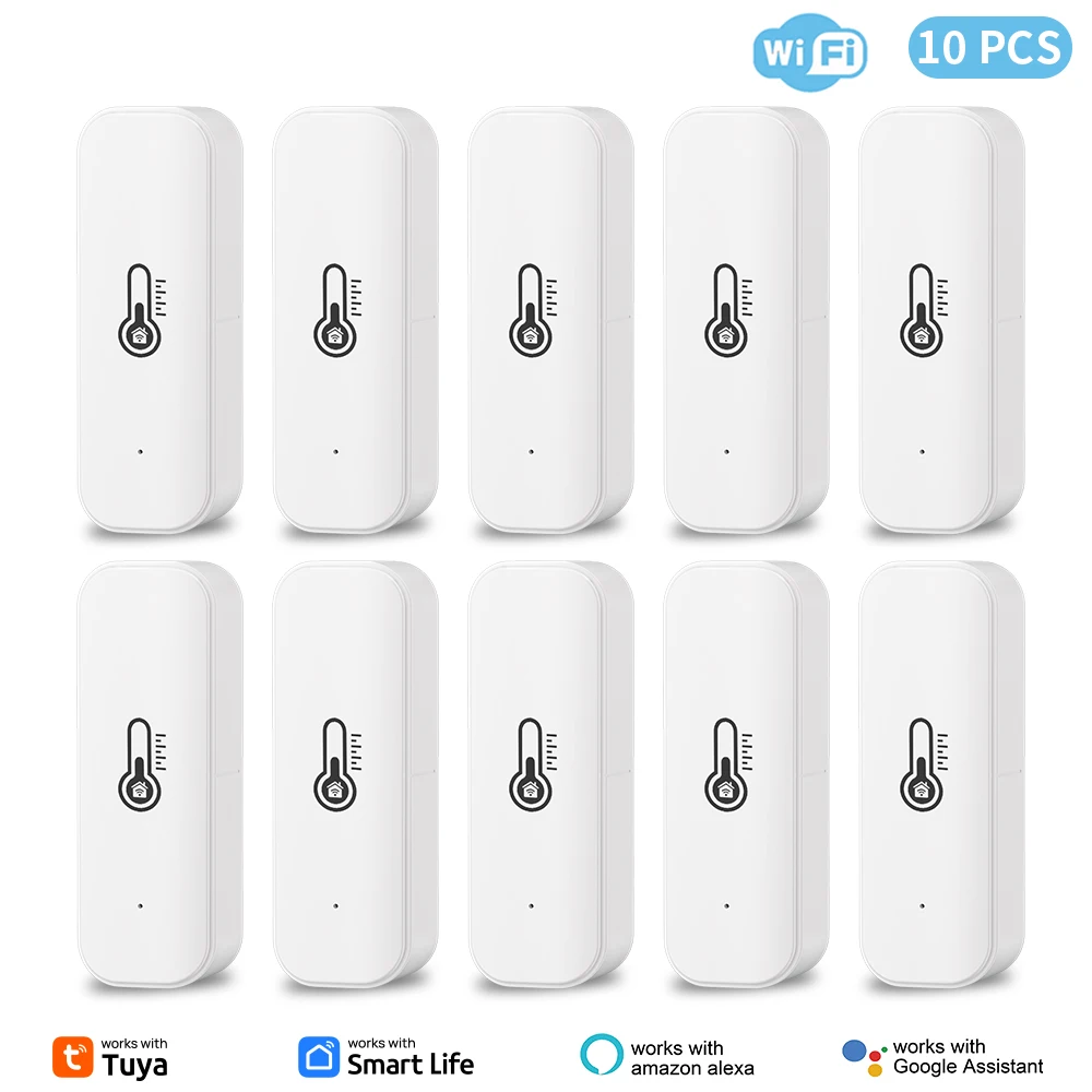 1~10PCS Tuya WiFi Temperature and Humidity Sensor Remote Monitor For Smart Home Work with Alexa Google Assistant