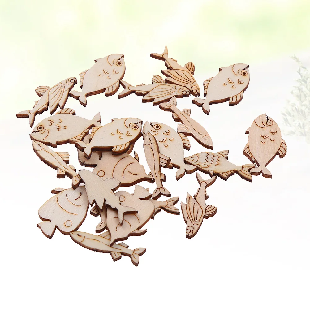 

20 Pcs Wooden Fish Slices Lightweight Durable DIY Crafts Accessories Home Decor Wall Hanging Christmas Birthday Thanksgiving