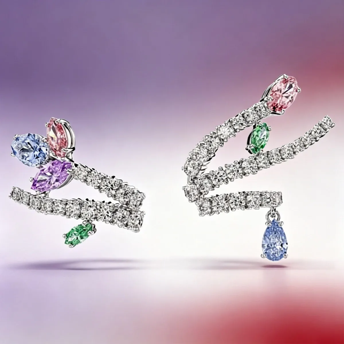 Multicolor CZ Flower Dragonfly Jewellery Set for Women