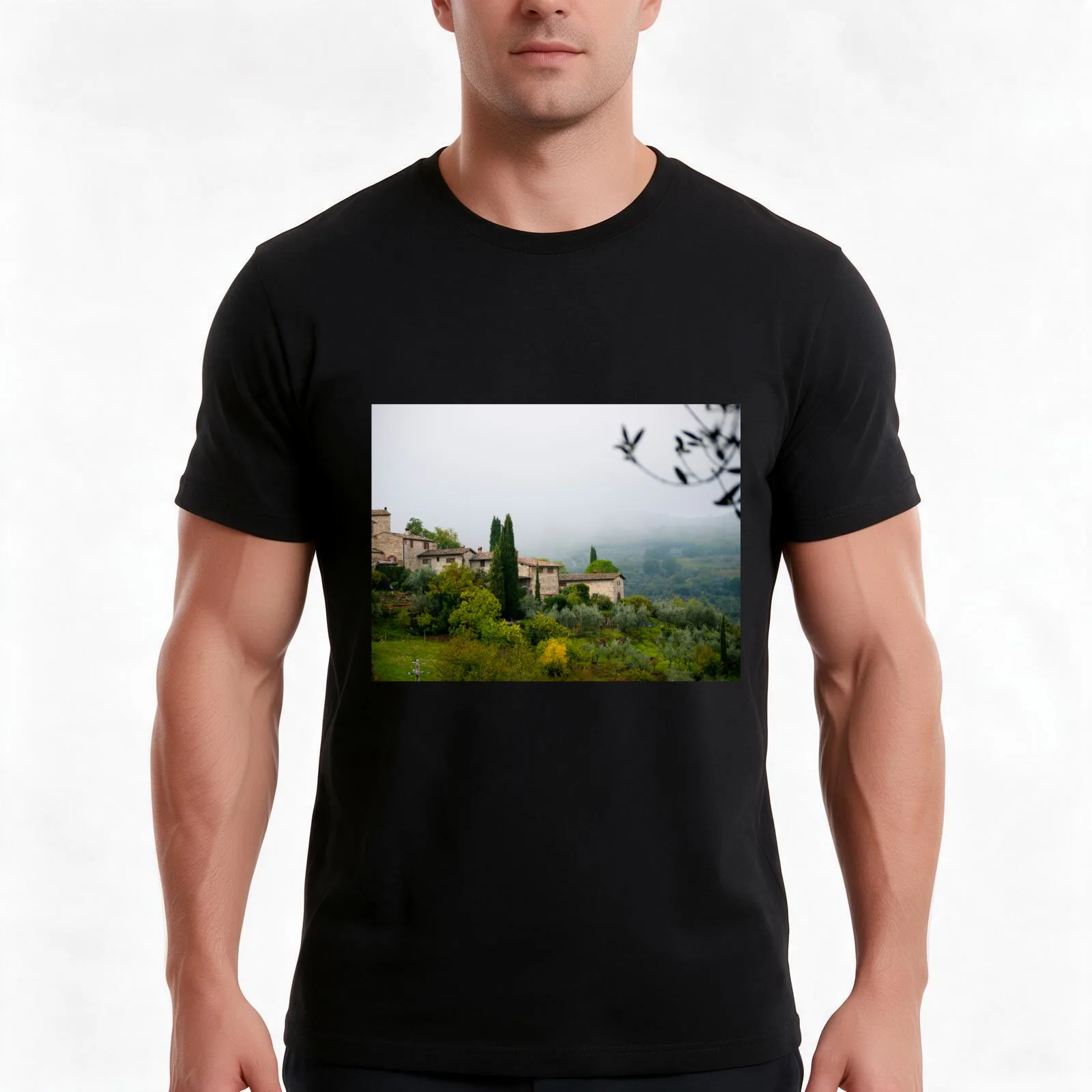 One Foggy Morning T-Shirt, Summer Casual Cotton Tee, Oversized Streetwear Tops, Vintage Graphic Print, Loose Fit Short Sleeve