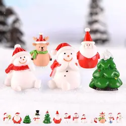 Gift Box Snowman Terrarium Dollhouse Fairy Garden Figures Micro Landscape Ornaments Figurines Christmas Miniature