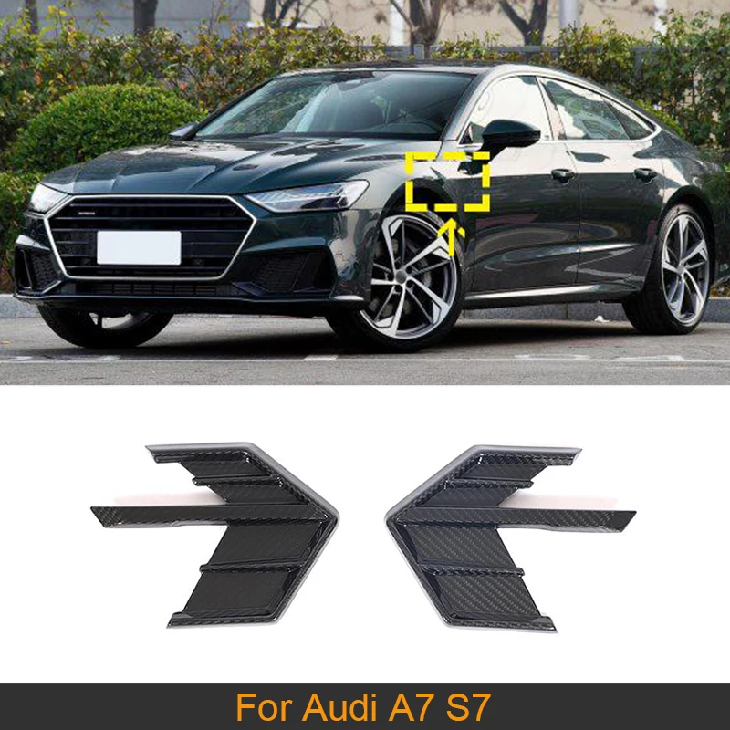 

Сухая карбоновая передняя боковая накладка на вентиляционное отверстие автомобиля для Audi A7 S7 2019-2021 Автомобильная накладка на крыло вентиляционного отверстия Одна пара