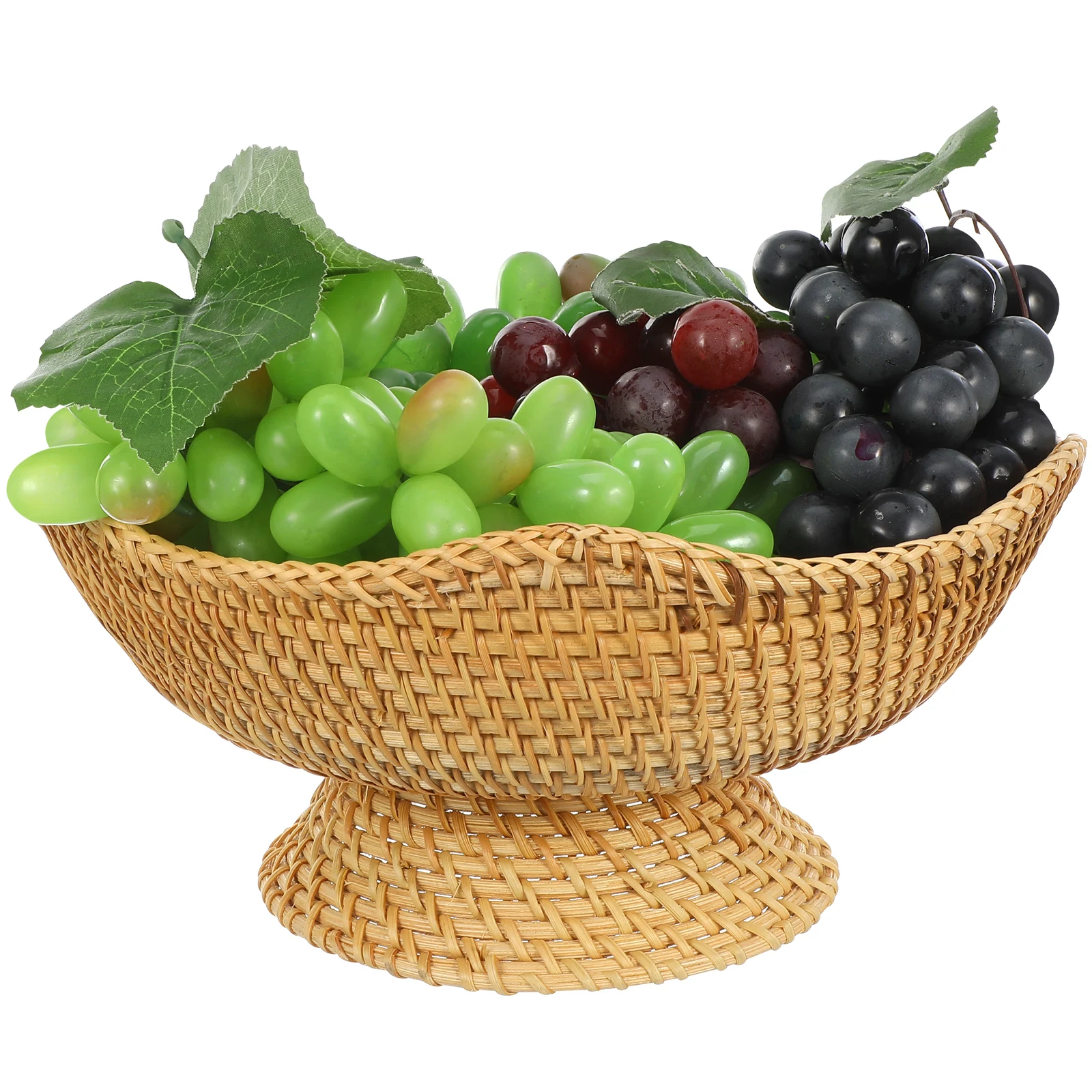 

Rattan Fruit Plate Woven Bread Basket Key for Entryway Table Welcome Baskets Guests Decor Small Round Keys Bedside Tray