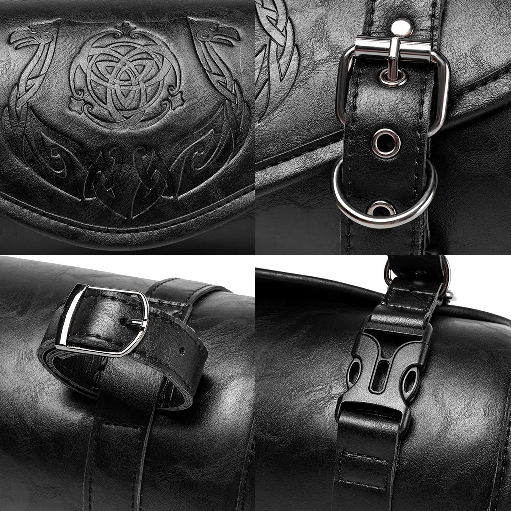 Vintage Motorrad-Werkzeugtasche Aufrollbare Aufbewahrungstasche Universal für Harley Chopper Bobber Cruiser Retro Vordergabel Lenker Satteltasche – Detail 9
