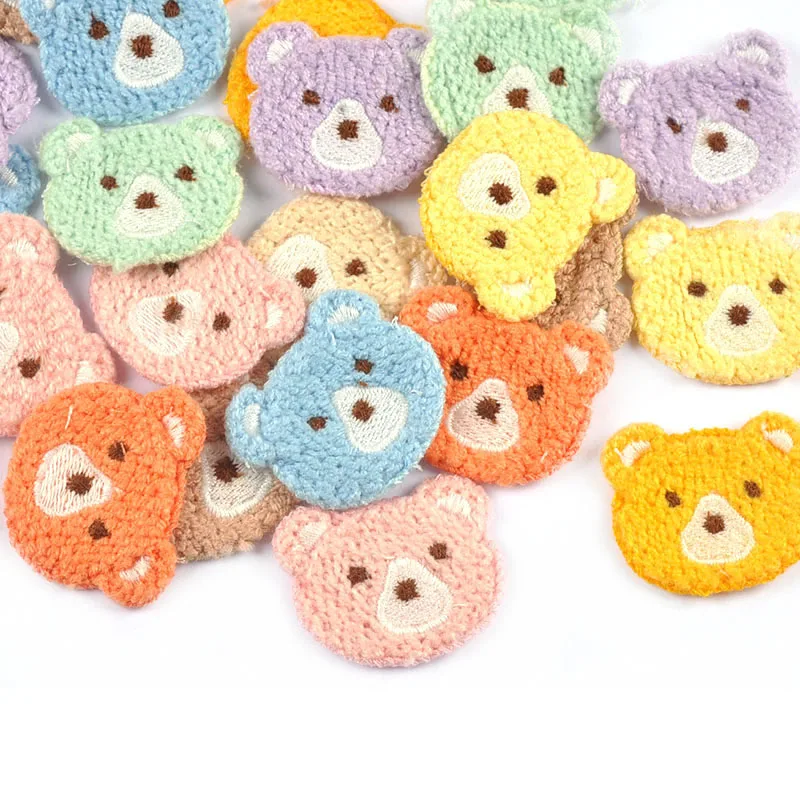 10pcs 3.7x3.4cm Mixed 9 Colors Lovely Bear Patches Embroidery For Kids Clothing Bag Decor Sewing Accessories Home Decor Supplies