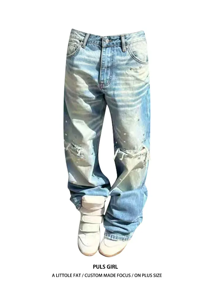 

Washed Vintage High Waist Bell Bottom Jeans Women's Loose Fit Casual Trousers Large Size American High Street Style 2026 New