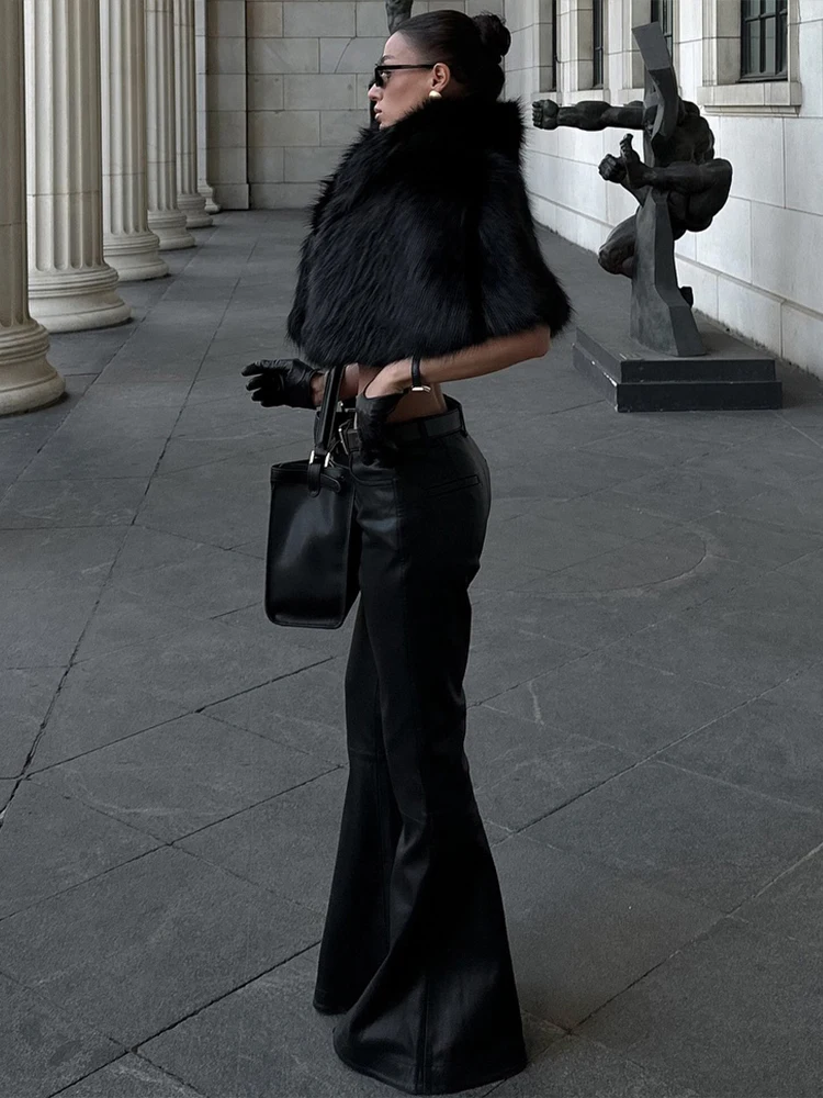 

Sisterlinda, осенние роскошные пушистые укороченные топы, женская водолазка с коротким рукавом, новая тенденция, простая сексуальная удобная одежда для улицы