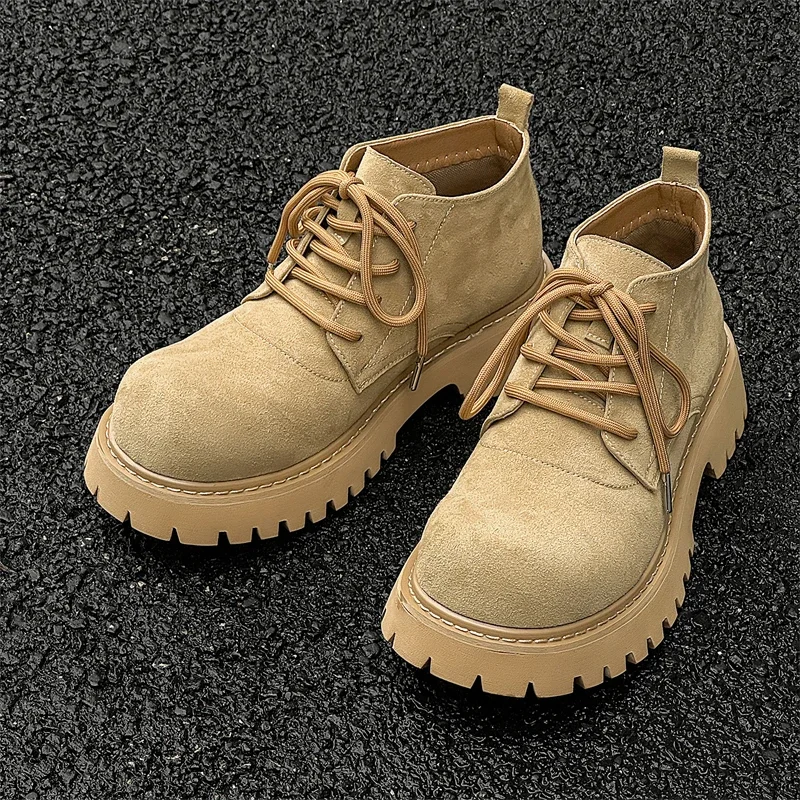 

Мужские повседневные рабочие ботинки большого размера, оригинальная кожаная обувь, ковбойские ботинки на платформе для пустыни, уличные ботильоны на осень-зиму