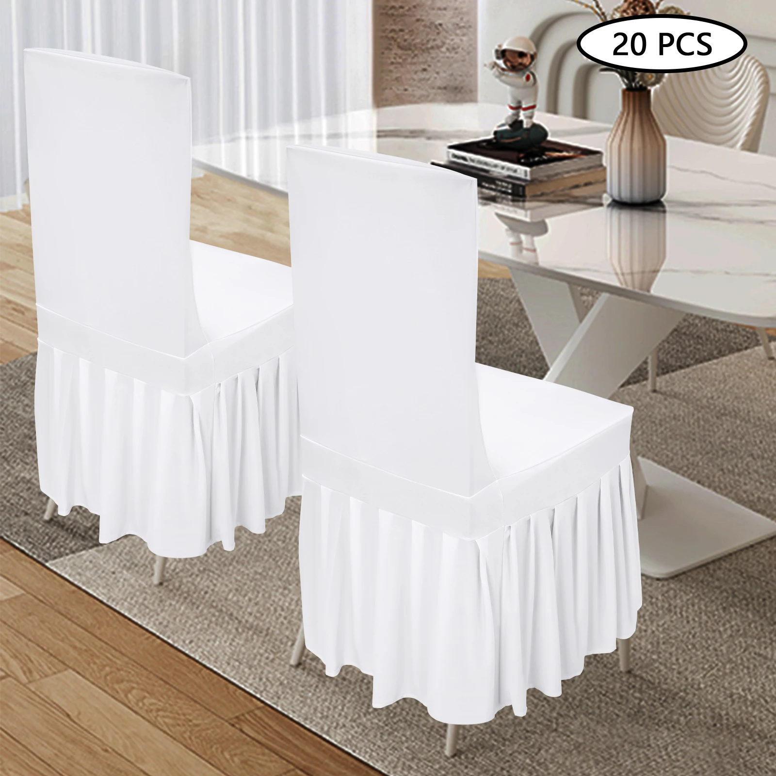 20 قطعة أغطية الكراسي البيضاء دنة مرنة لمط لحفلات الزفاف مأدبة فندق كراسي VIP أغطية الديكور الحديث #5