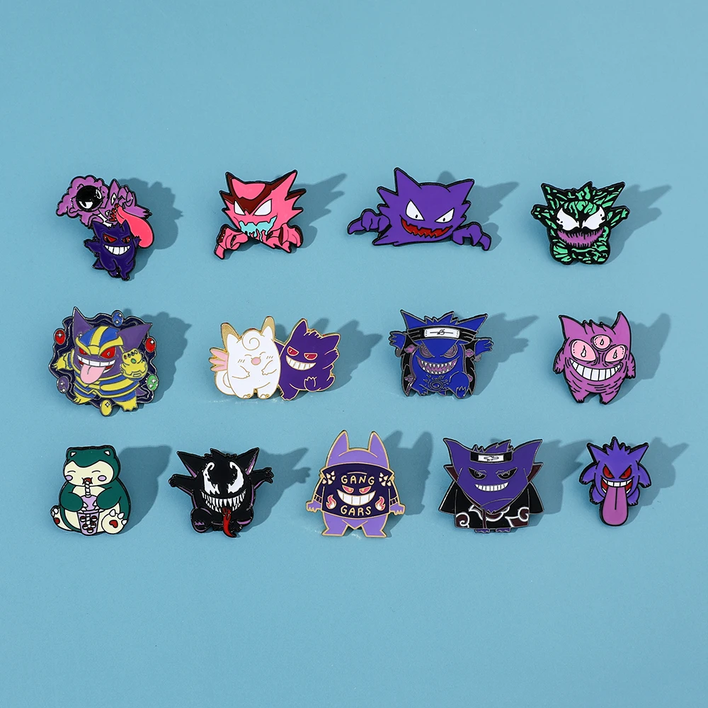 Pokemon Gengar Cartoon Brooches Anime Enamel Lapel Pins for Backpack Accessories Fans Collection Brooches Jewelry Gift