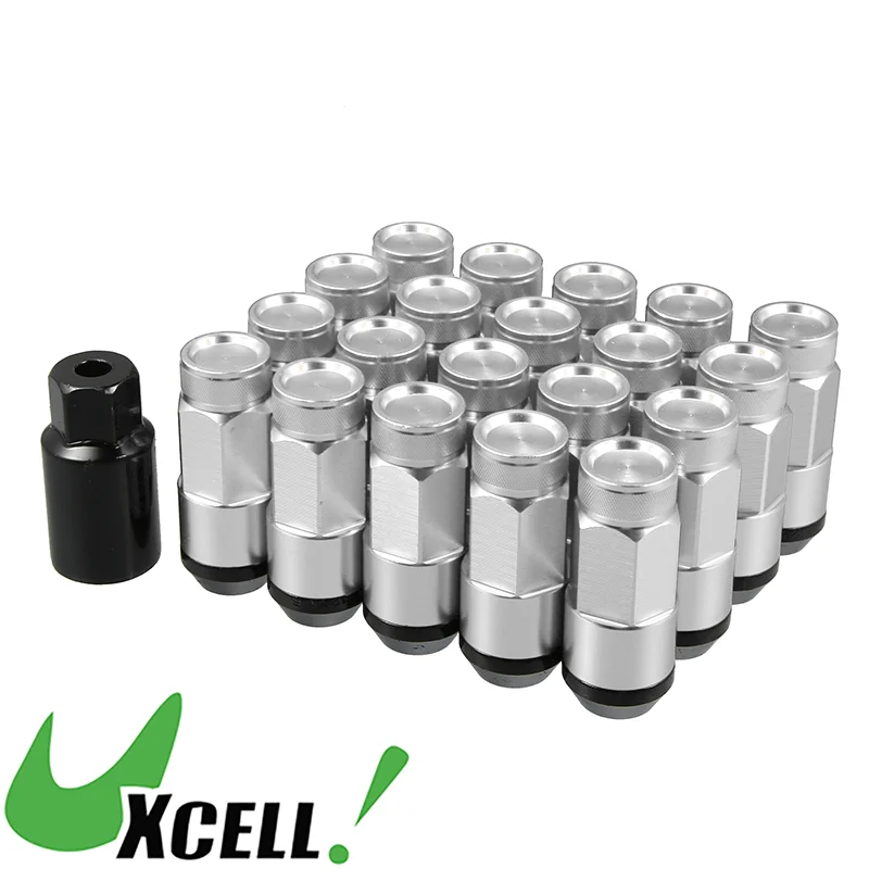 UXCELL M12x1.5 Auto Wheel Heptagon Lug Nut Acorn Cone Seat Closed End Bulge 54mm Screws with Socket Key Tool Car Accessories