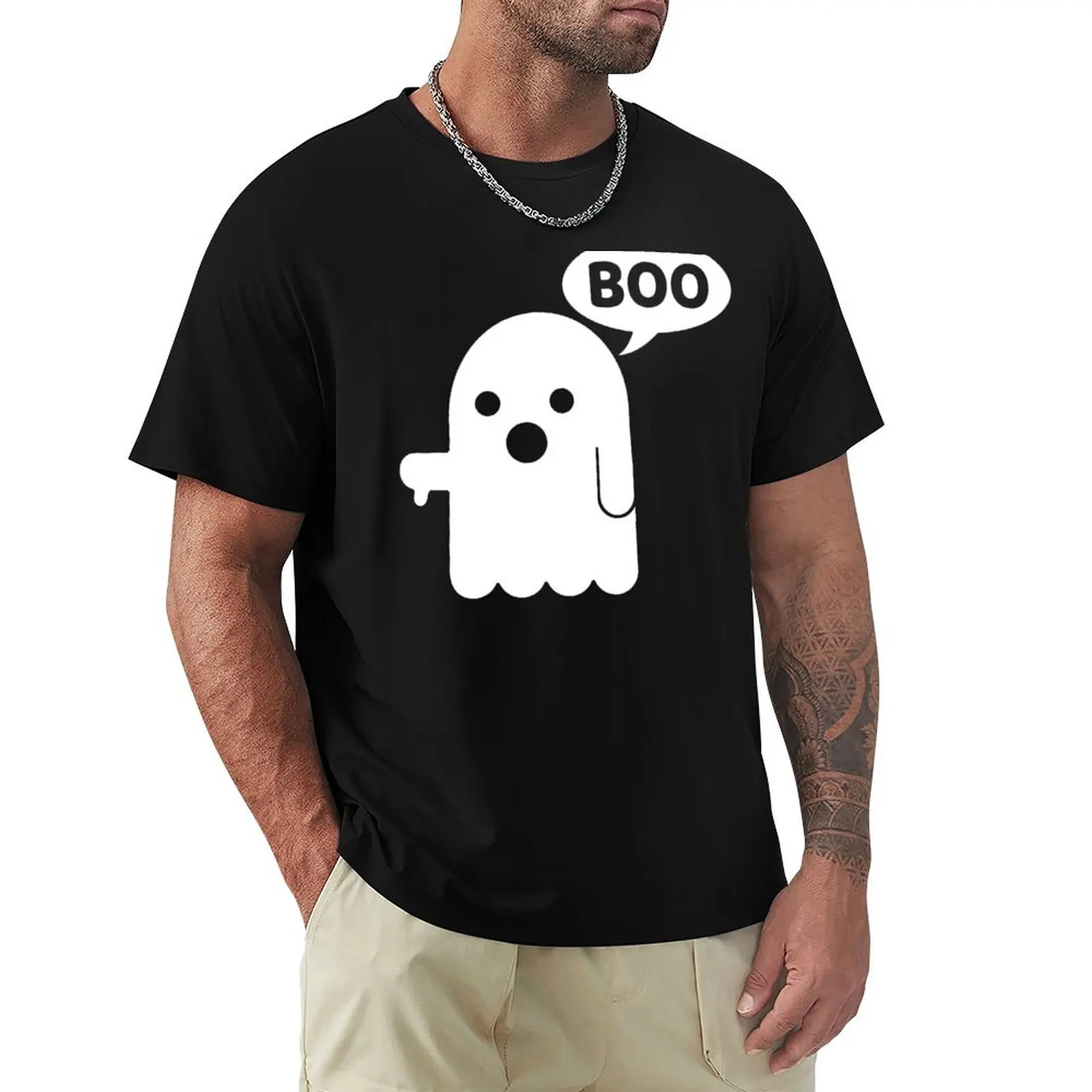 boo ghost thumbs down funny T-Shirt Halloween Casual T-Shirt