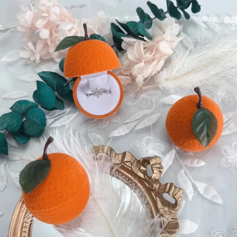Anti-collision Cherry Necklace Organizer Grape Pineapple Fruit Ring Box Orange Peach Flocked Jewelry Box Marriage Anniversary