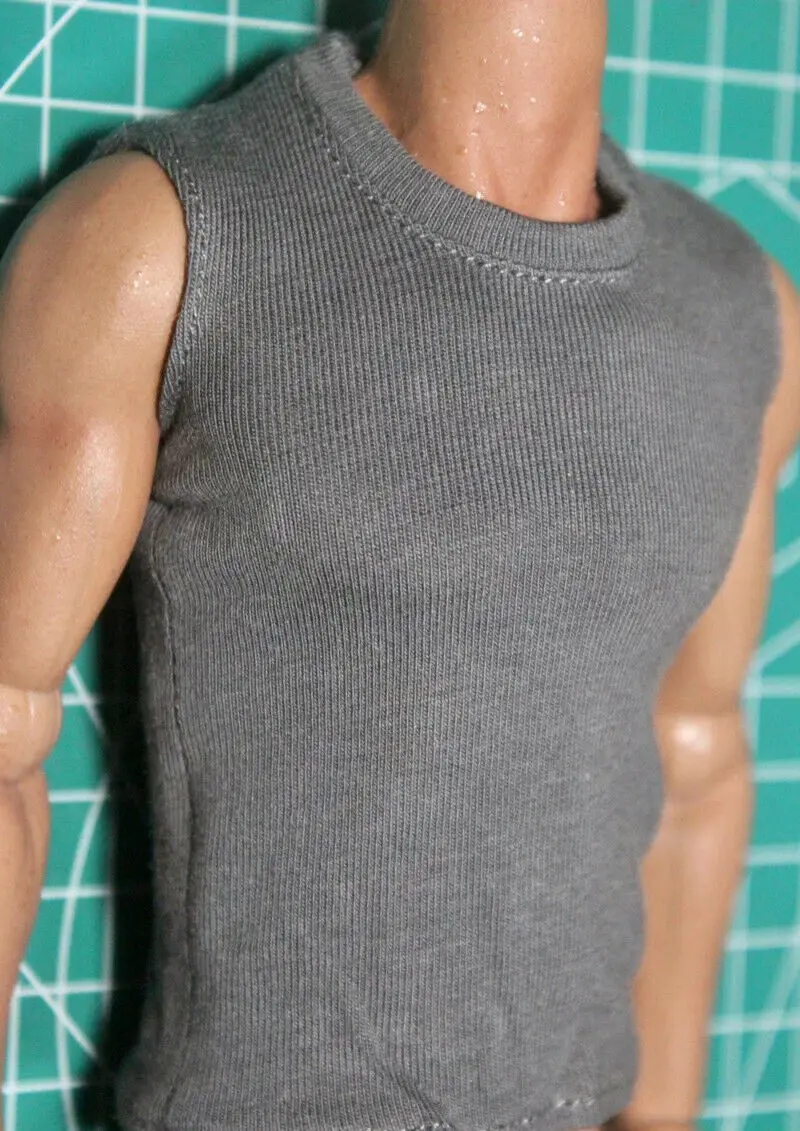 1/6 Scale Male Soldier Grey Waistcoat T-shirt Model for 12\