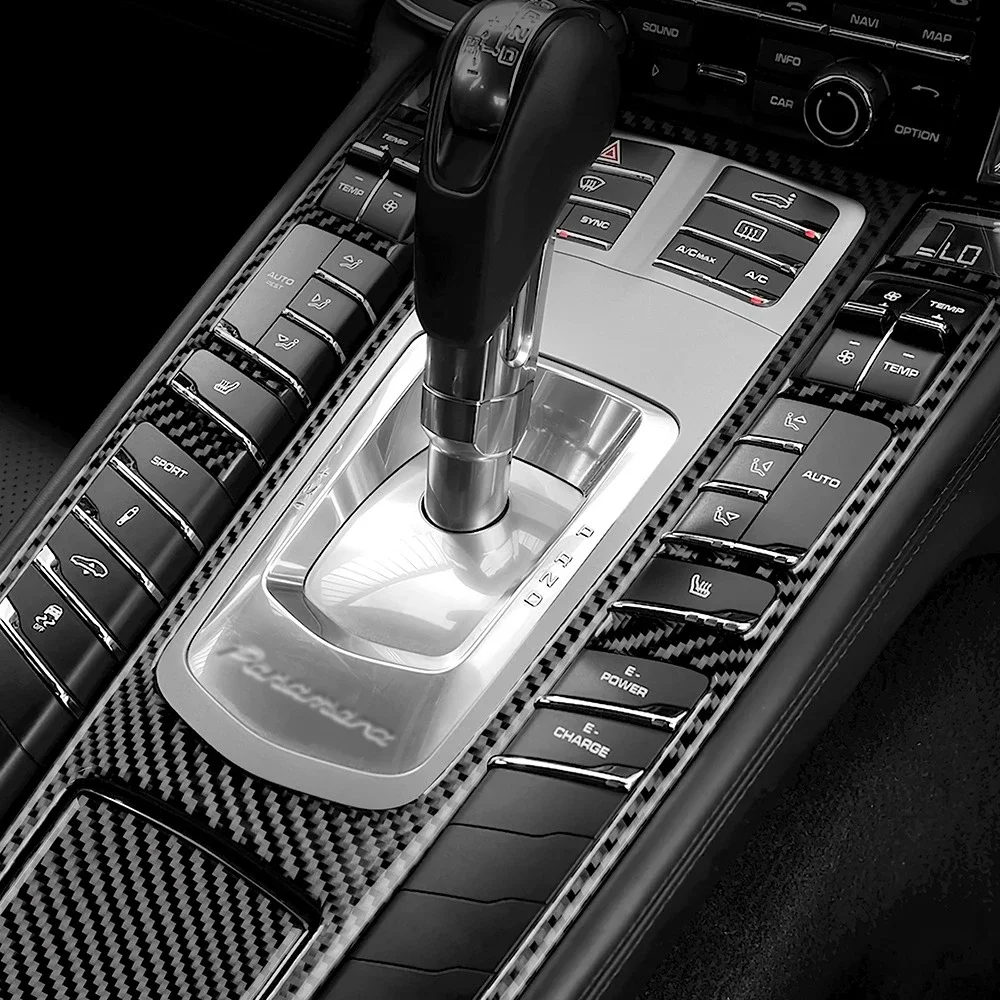 Interior Stickers Center Console Gear Shift Panel Frame Carbon Fiber Sticker For Porsche Panamera 2010-2016 Central Control Gear
