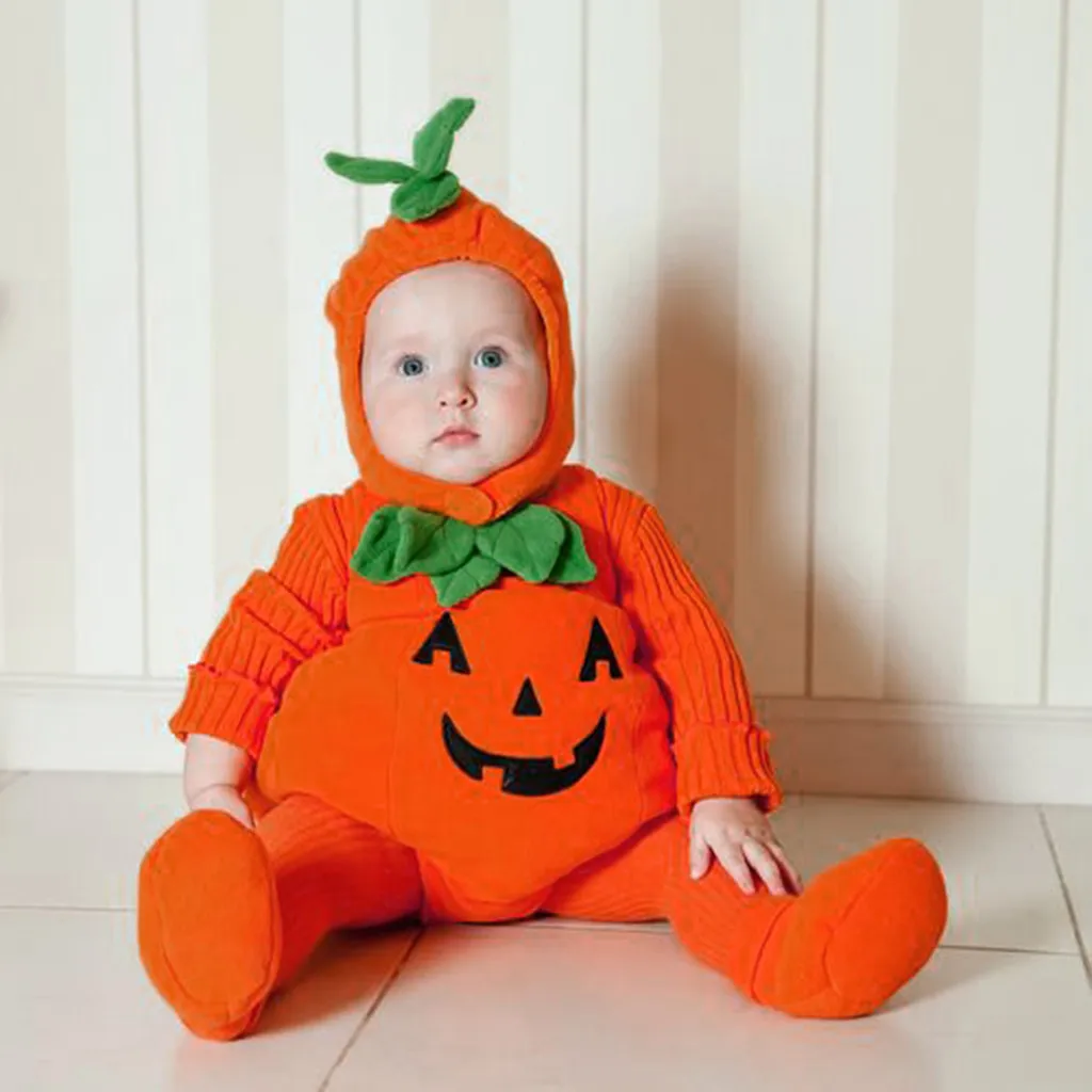 Baby Halloween Pumpkin Costume Stage Performance Costume Newborn Cosplay Costumes Bodysuit Hot Set Cute Pumpkin Baby Colthes