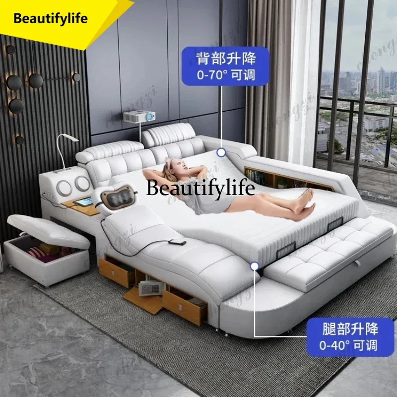 M9344 180x200cm king size mattress bedroom Double bed projectior Massage chair multifunctional bed frame king with storage furni