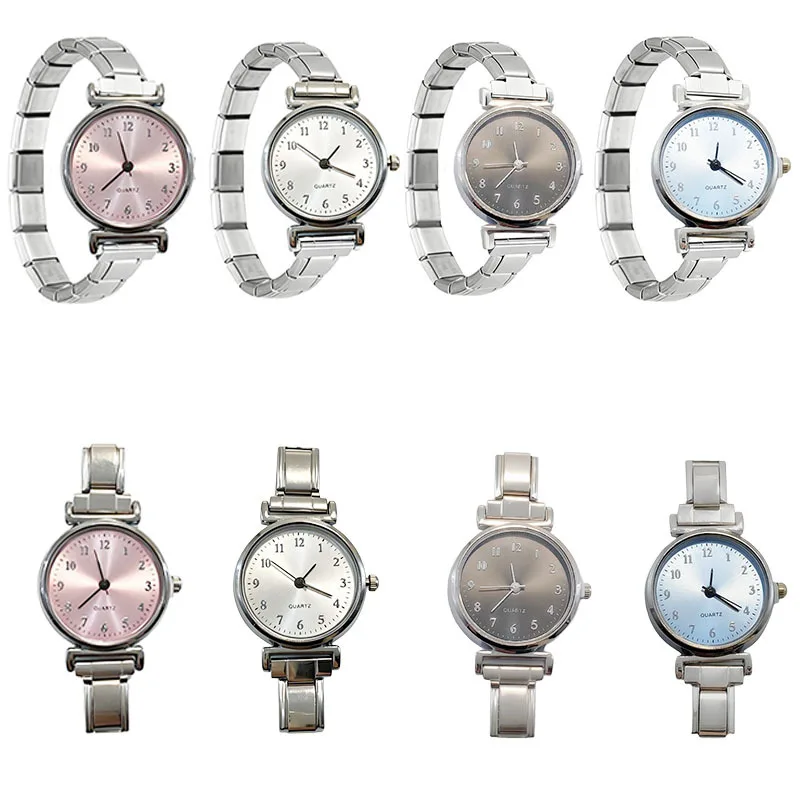 Round Dial Quartz Watch Stainless Steel Italian Charm Strap Ins Fresh Minimalist Module Wristwatch Elegant Unisex Student Casual