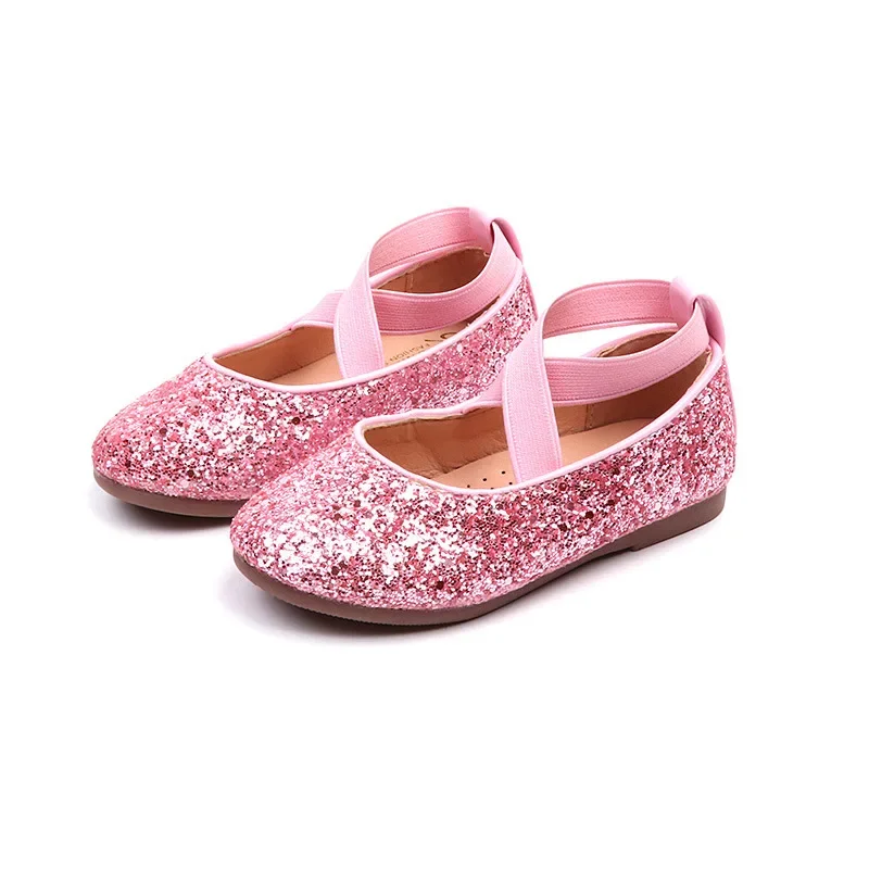 

2024 Girls Ballet Flats Dance Party Girls Shoes Fashion Crystal Shoes Bling Princess Performnce 5-12 Years Kids Shoes