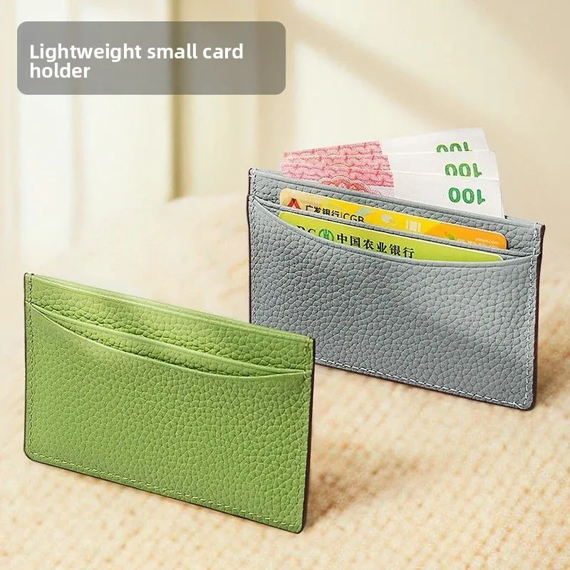 Minimalist Genuine Leather Card Holder Slim RFID Blocking Wallet for Men Women Credit ID Bank Card Case