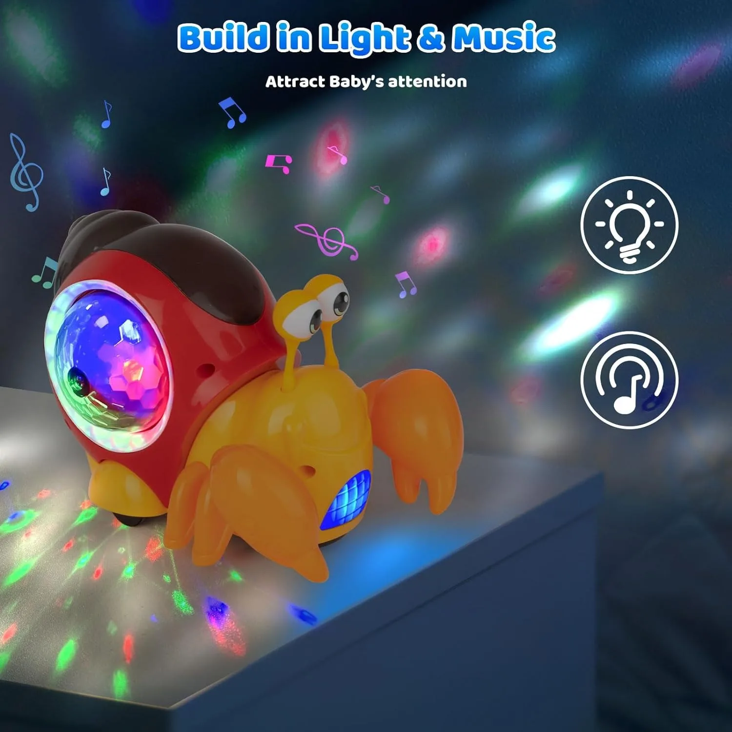 Electric Hermit Crab Universal Driving Lighting Music Novelty Toys Educational Early Education copy