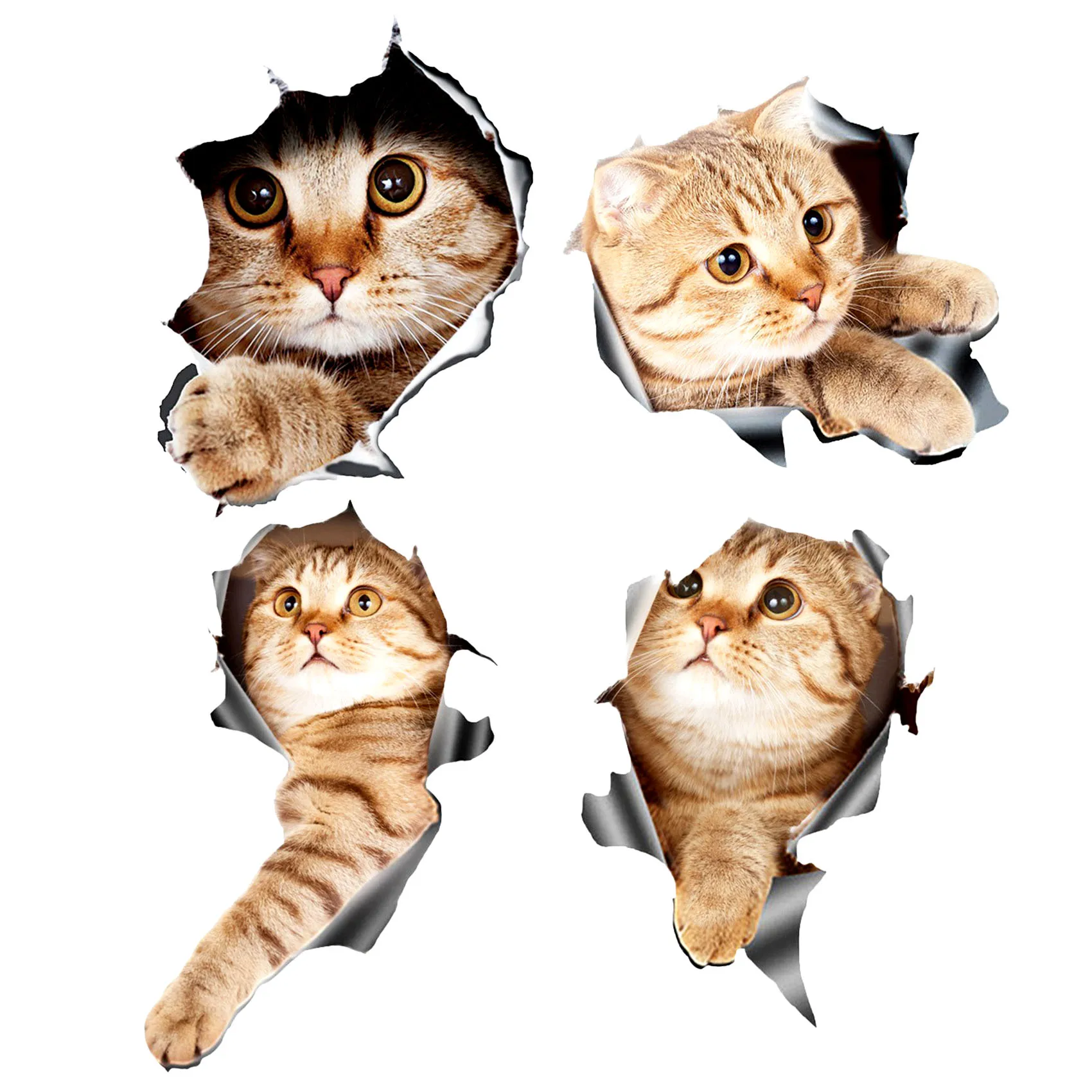 (4Pcs) 3D Cat Car Stickers Decal / Sticker for Window, Truck, Car, Laptop or