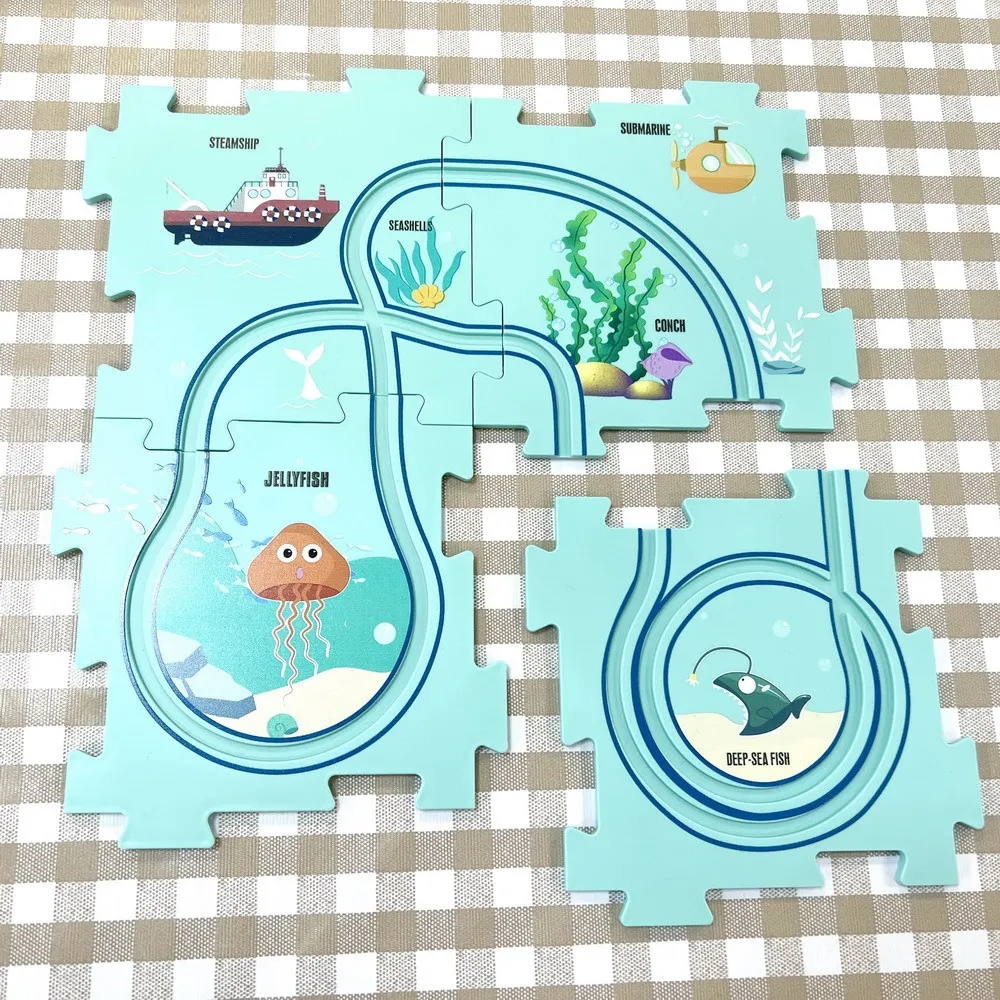 Electric Car Sea World Scene Children's Fun Puzzle 5pcs Electric Assembly Rail Car Puzzle Creative Toys Gift Box Packing B020