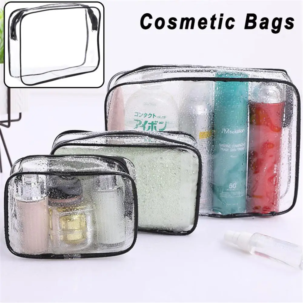 Women PVC Waterproof Zipper Cosmetic Bags Transparent Makeup Case Toiletry Bag