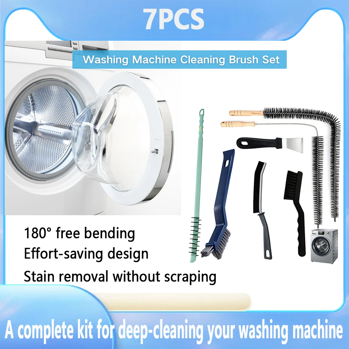 Washing Machine Cleaner Brush Kit Crevice Cleaning Brush Hard Bristle Brushes for Tumble Dryer Cleaning,Radiator Cleaner ,Sink