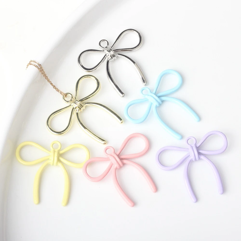 

10PCS Simple Fashion Multiple Colors Bowknot Shape Handmade DIY Bracelets Earring Pendant Charms for Jewelry Making Accessories