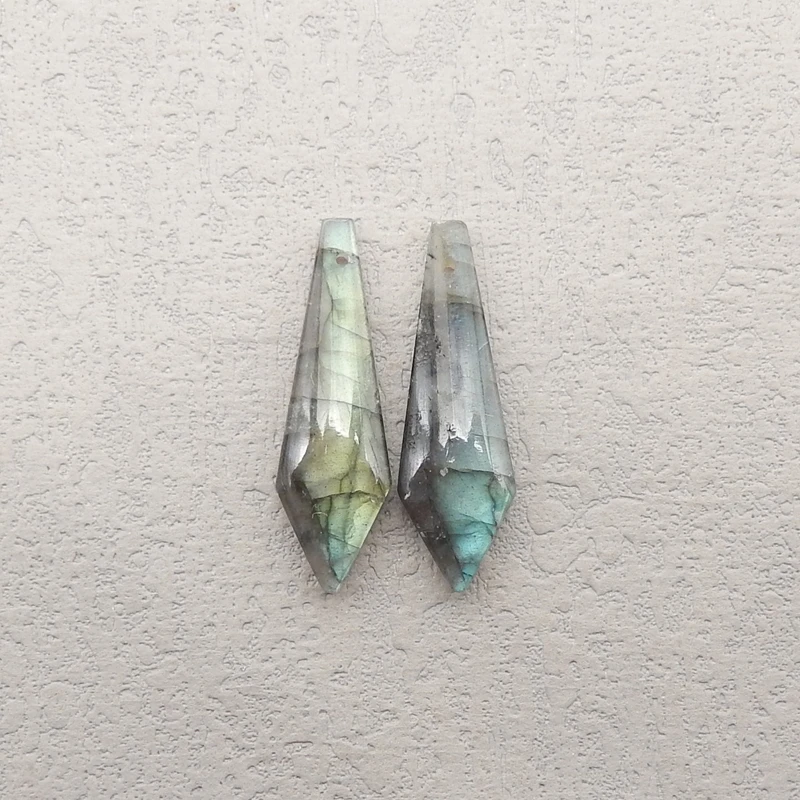 

Natural Stone Labradorite Earring Beads Semiprecious DIY Jewelry Making Crafts Accessory 32x10x5mm 3.9g