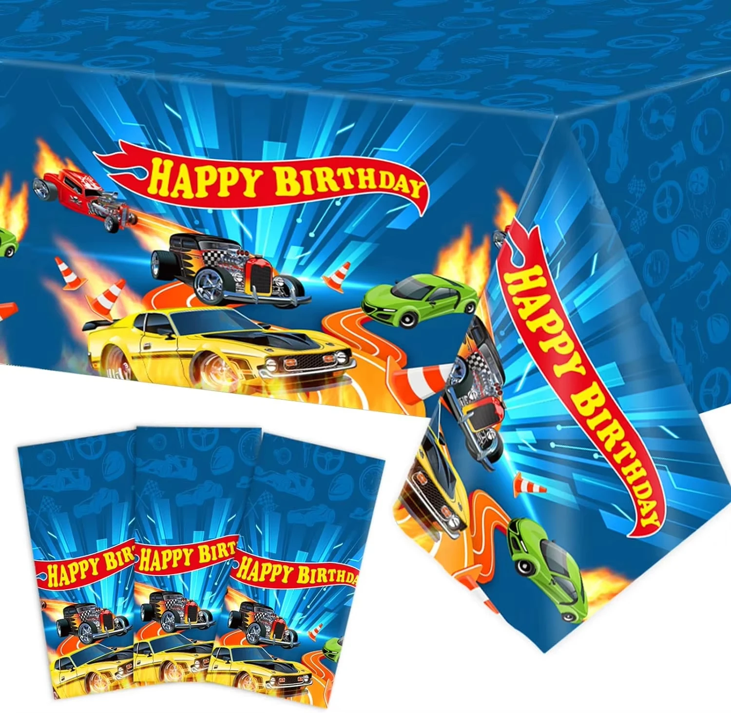 Hot Wheels Car Tablecloth Decorations Racing Car Theme Party Supplies Table Cover for Kids Boys Birthday Baby Shower Kids Gifts