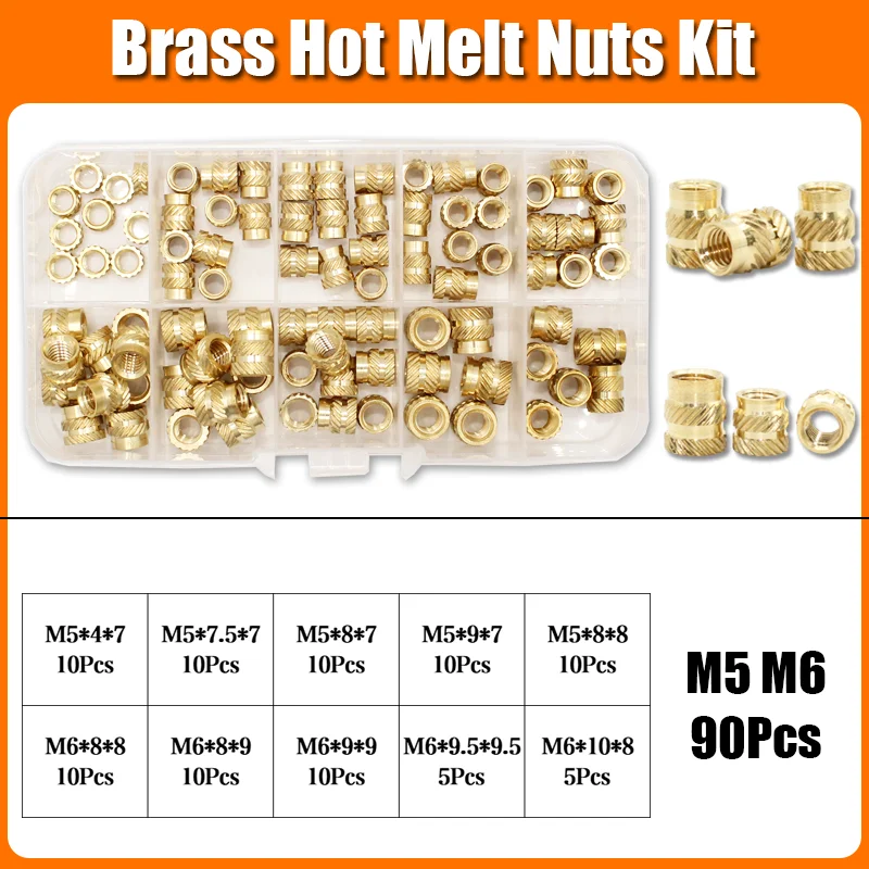 1400x Einsatz Gewinde Kit Messing Mutter M2 M3 M4 M5 M6 M8 Hot Melt Heat Set Einsätze für Kunststoff 3D Drucker Kupfer Rohr Einsetzen Mutter
