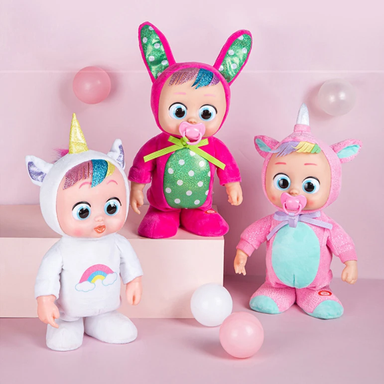 30cm New 3D Weeping Babies Unicorn Animal Series Doll Simulation Baby Crying Doll Cute Electric Reborn Baby Walks Sings Crying