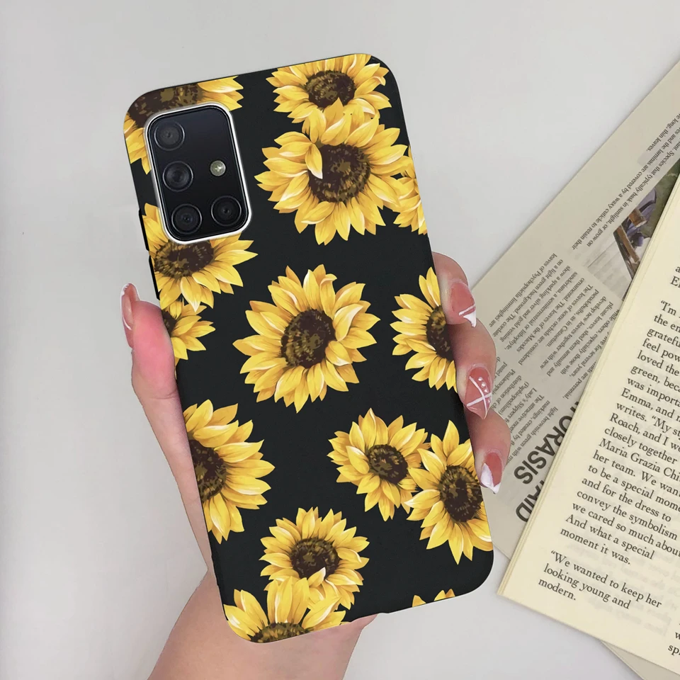 For Samsung Galaxy A71 4G Cases Sunflower Flower Lighthouse Matte Shockproof Durable Non-slip Soft Cover For Galaxy A71 Funda