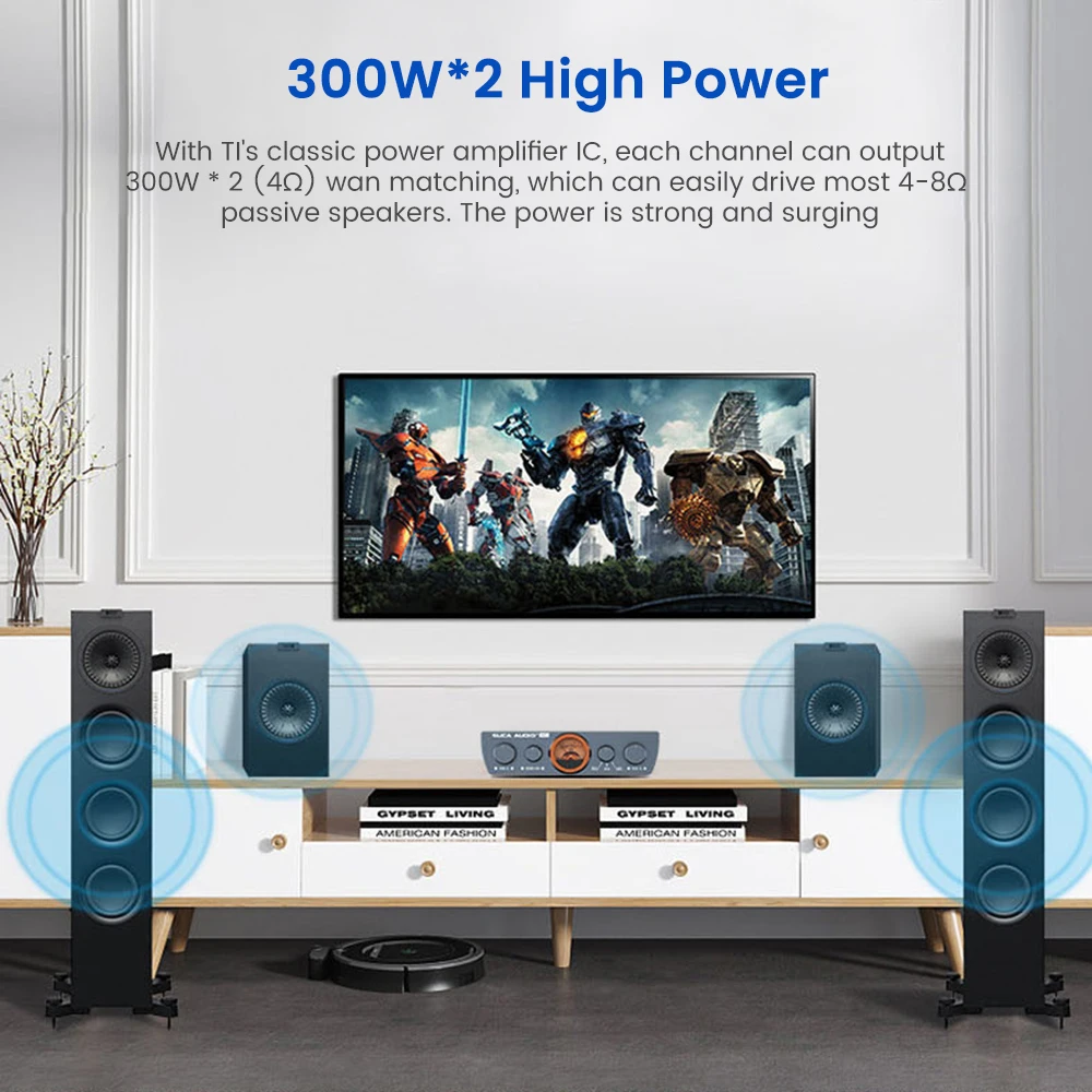 SUCA AUDIO U7 TPA3255 Усилитель мощности HIFI 2,1-канальный цифровой усилитель RCA XLR 300 Вт × 2 для домашнего усилителя мощности с VU-метром