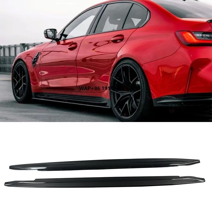 R44 Style Dry Carbon Fiber Body Kits Side Skirts and Bumper Spoiler for  G82 M4/G80 M3 2021+ Side Extention Lip Spoiler