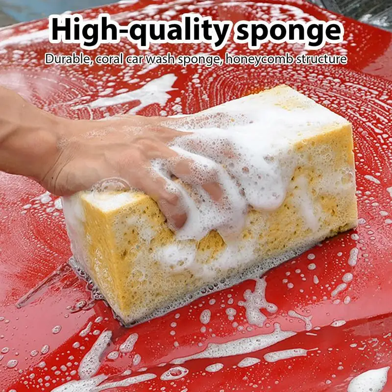 Car Wash Sponge Extra Large Cleaning Honeycomb Coral Car Yellow Thick Soft Sponge Block Car Supplie Auto Wash Tools Absorbent