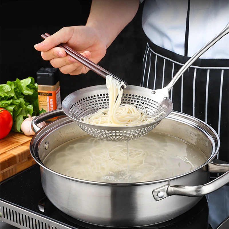 304 Stainless Steel Large Colander Skimmer Dumplings Sieve Spoons Noodle Strainer Cooking Filter Tools Kitchen Utensils