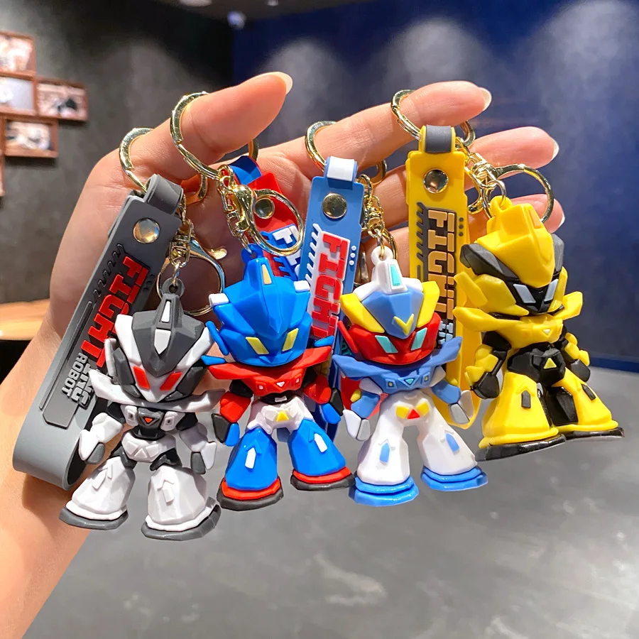 1/4pcs new cartoon cool Gundam keychain combat robot 3D soft plastic figurine mobile phone backpack pendant car decoration gift