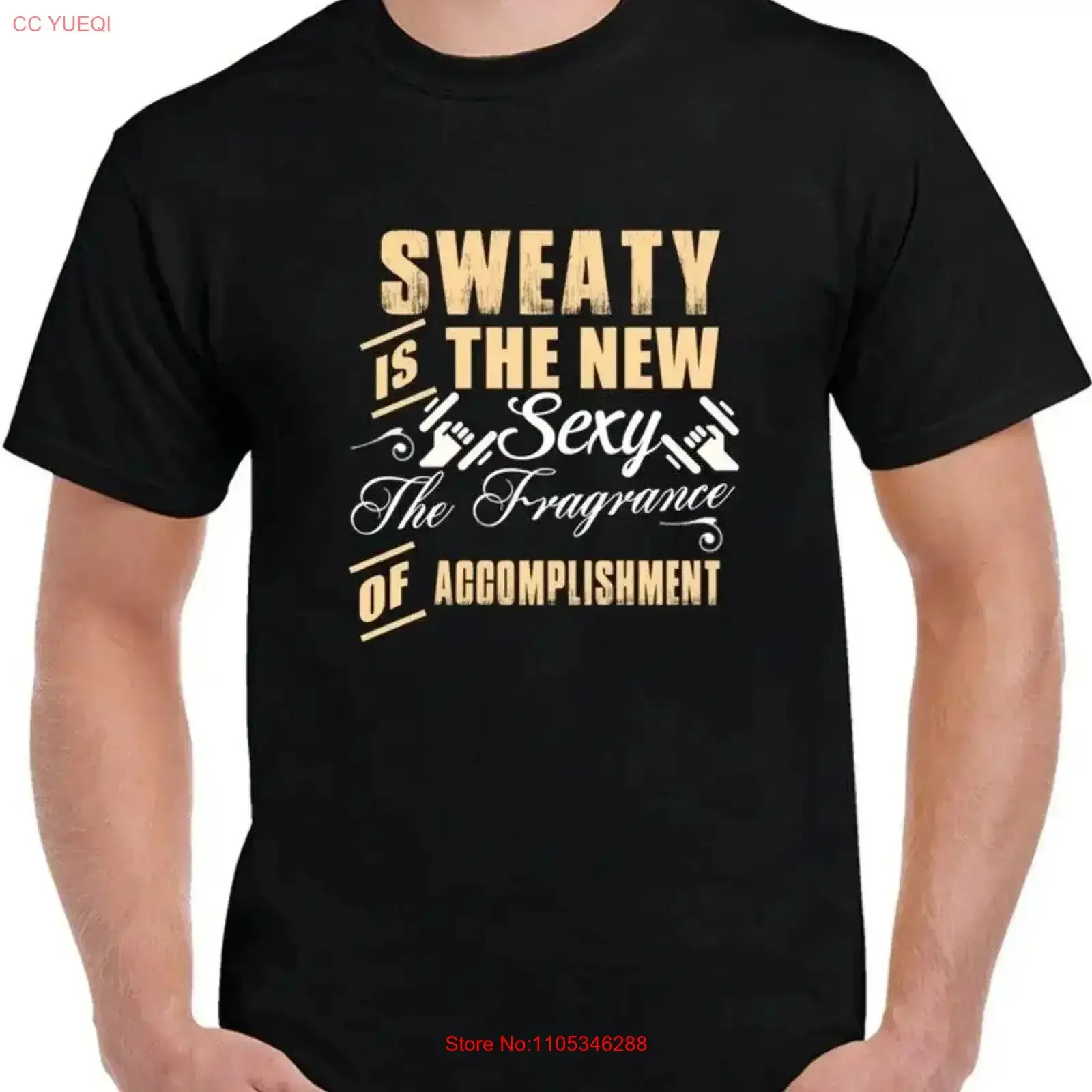 T-shirt drôle « Sweaty Is The New Sexy » – Parfum de l'accomplissement – Vêtements vintage délavés de créateur pour homme – Doux et polyvalent
