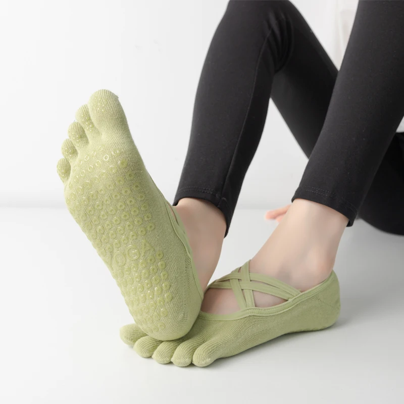 Neue Frauen Anti Slip Pilates Socken Fünf Kappe Silikon Non-Slip Yoga Socke Verband Ballett Tanz Damen Fitness Sport baumwolle Socke – Detail 4